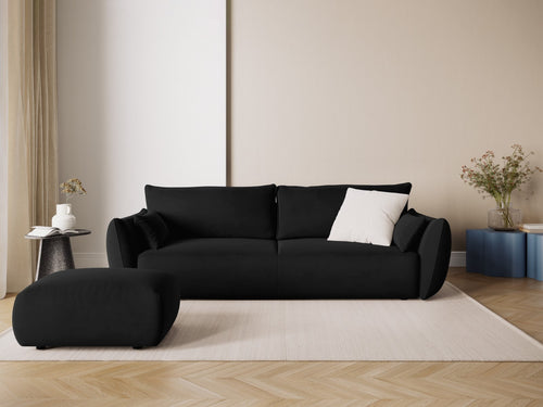 Cosmopolitan Design Slaapbank met opbergdoos Matera 3-zits, flueel zwart - 108x240x86cm