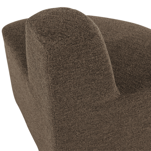 WOOOD eetbank hoek rond rugleuning Mojo Base - Bouclé - Bruin - 83x76x76