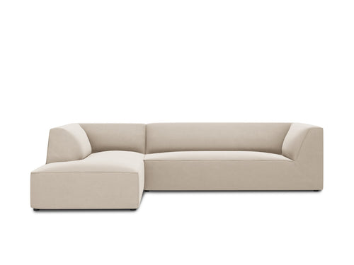 Micadoni linker hoekbank Ruby 4-zits, flueel, beige - 180x273x69cm