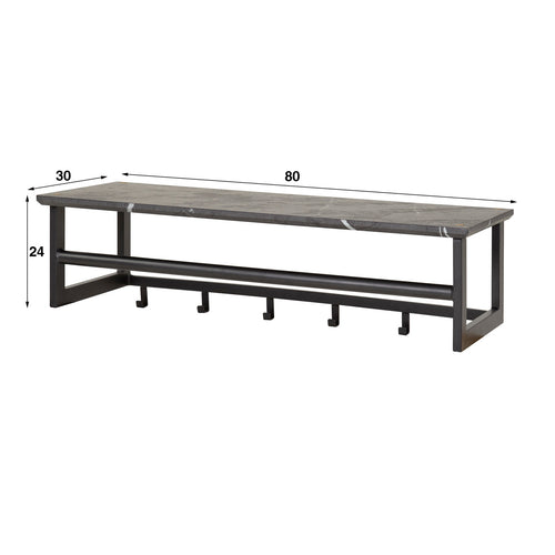 Giga Meubel Kapstok Roede - Zwart Metaal - 6 Haken - 80x30x24cm