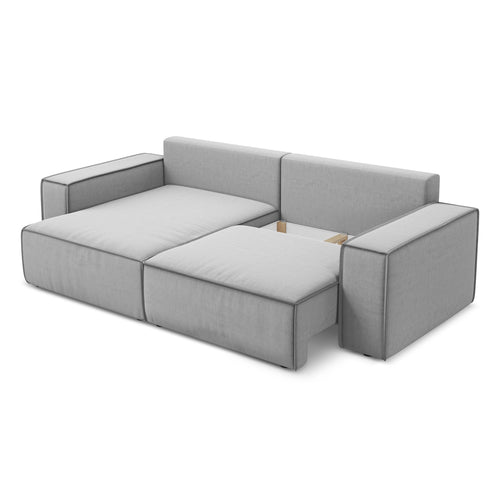 LaMiaSofa hoekbank links Livorno - velours - grijs - 257x148x82