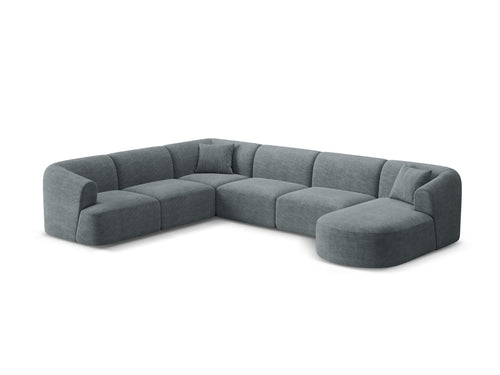 Cosmopolitan Design Modulaire panoramische hoekbank links Campi 7-zits, ribfluwelen donkergrijs - 255x330x70cm
