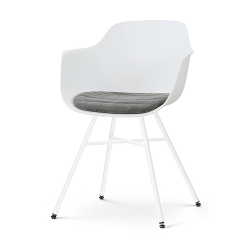 Nolon Noa-Liz eetkamerstoel wit met zeegrijs zitkussen - wit onderstel