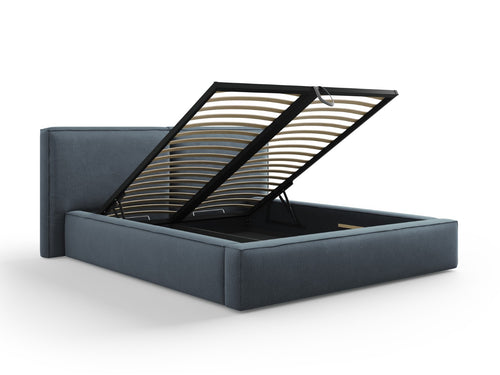 Micadoni Opbergbed met hoofdeinde Jodie 160x200cm, structurele stof, blauw - 228x214x108cm