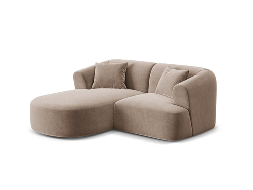 Cosmopolitan Design Modulaire hoekbank links Campi 3-zits, flueel donkerbeige - 156x180x70cm