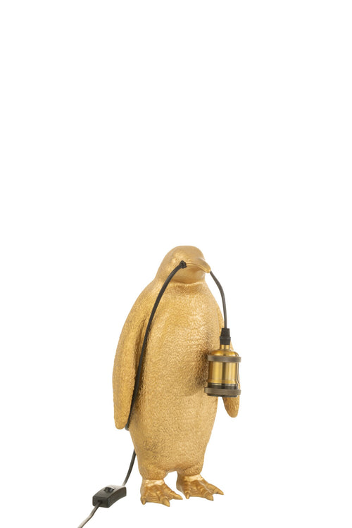 J-Line tafellamp Pinguïn - polyresin - goud - small