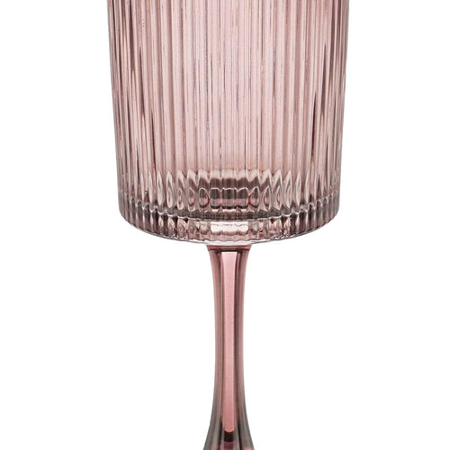 Mica Decorations Grigio Wijnglas Roze - Elegant Wijnglas met Subtiele Ribbelstructuur - Glazen Wijnglas voor Wijn, Water of Feestelijke Drankjes -