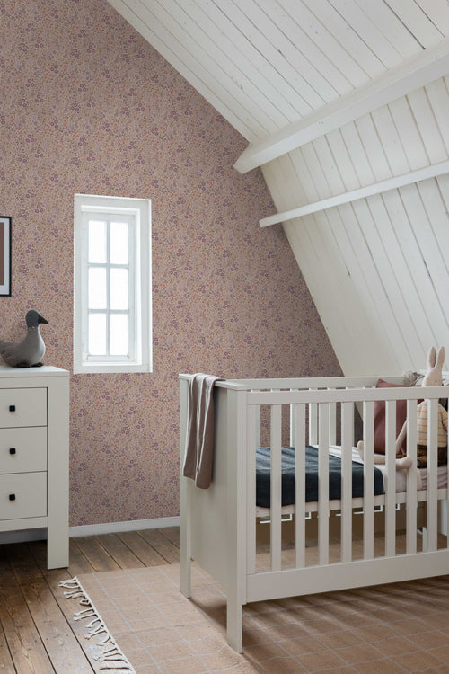 ESTAhome behang bloemetjes mauve paars - 50 x 900 cm - 131458 - vtwonen shop