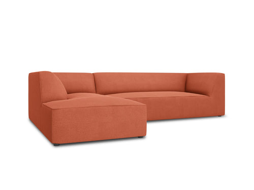 Micadoni linker hoekbank Ruby 4-zits, structurele stof, koraal - 180x273x69cm
