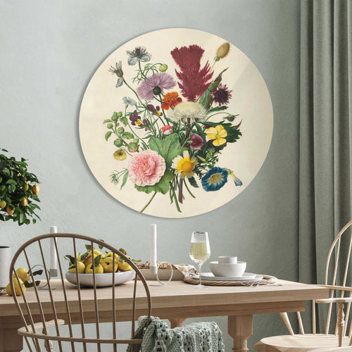 Reinders glasschilderij Bloemen boeket - Ø 70cm