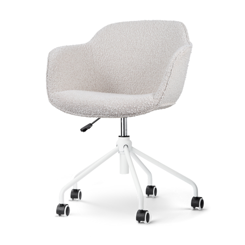Nolon Nout-Mare Bureaustoel Bouclé Beige - Armleuning - Wit
