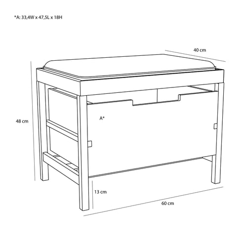 Hübsch bank Bifi - mdf/eikenfineer/eikenhout/polyester - 60x40xh48cm
