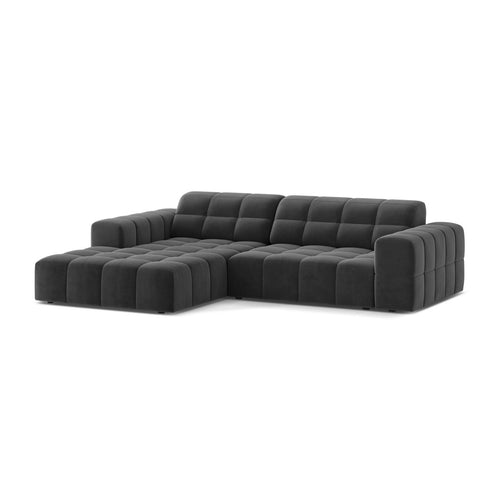 Cosmopolitan Design - Linker hoekbank Chicago 3-zits, flueel grijs - 167x234x78cm
