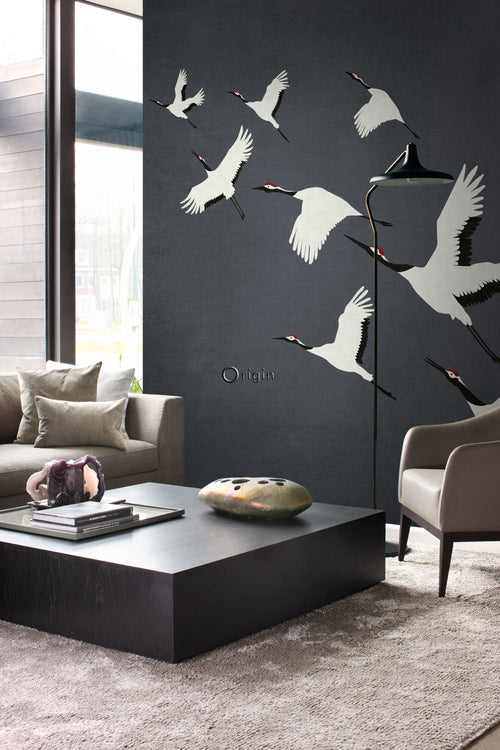 Origin Wallcoverings fotobehang kraanvogels donkergrijs - 300 x 300 cm - 357235 - vtwonen shop
