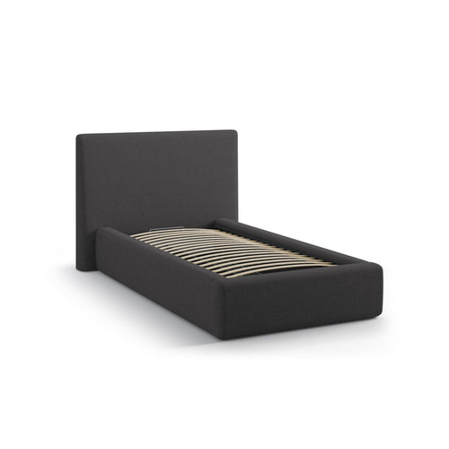 Cosmopolitan Design - Opbergbed met hoofdeinde Asti 90x200cm structurele stof antraciet - 220x130x95cm