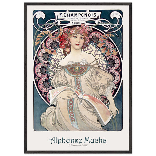 Artfulprints Poster met Lijst Alphonse Mucha - F. Champenois   - 70x100 cm - Blauw
