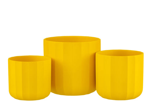 J-Line bloempot Summer - keramiek - geel - large - 2 stuks - Ø 18.5 cm