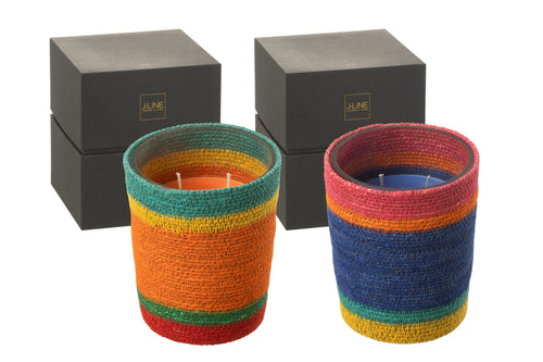 J-Line geurkaars Mand - Woody Aurora - mix - medium - 55U - 2 stuks