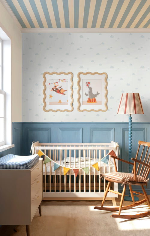 Sanders & Sanders behang wolkjes vergrijsd blauw en wit - 53 cm x 10 m - 640301