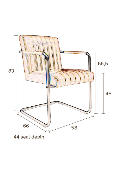 Dutchbone Stitched Eetkamerstoelen met armleuning Kunstleer Cognac - Set van 2 - vtwonen shop