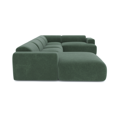 Sia Home - Grote panoramische U-bank MYRA - Fluweel met structuur - Smaragdgroen - 354cm - vtwonen shop