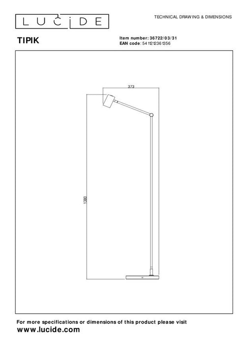 Lucide vloerlamp TIPIK - Geïntegreerde LED - Wit - vtwonen shop