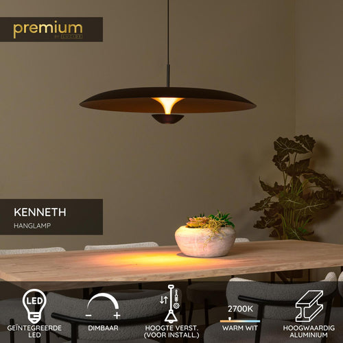 Lucide hanglamp KENNETH - Geïntegreerde LED - Zwart