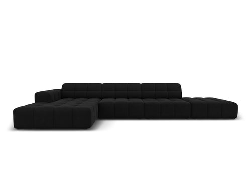 Cosmopolitan Design linker hoekbank Chicago 5-zits, flueel zwart - 167x348x78cm