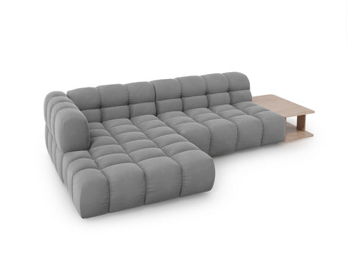 Cosmopolitan Design Modulaire hoekbank links Sky 4-zits, flueel, lichtgrijs - 162x297x70cm