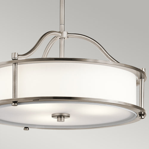 Elstead Emory - Semi-Flush Round Plafond Hanglamp Pewter, 3 Lichten, E27