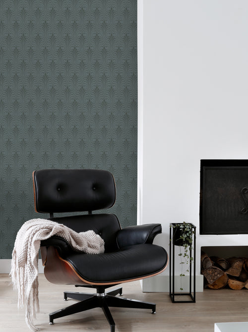 ESTAhome behang grafische vorm donkerblauw - 50 x 900 cm - 139637 - vtwonen shop