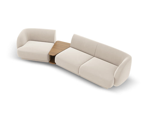Micadoni linker modulaire bank Miley 3-zits, flueel, lichtbeige - 126x303x70cm