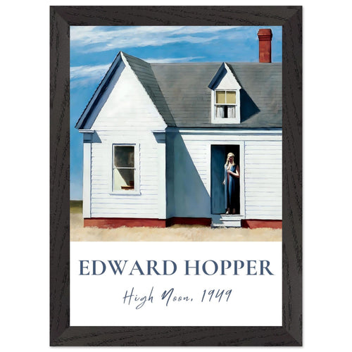 Artfulprints Poster met Lijst Edward Hopper - High noon   - A4 21x29.7 cm - Blauw