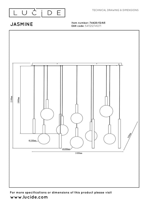 Lucide hanglamp JASMINE - Geïntegreerde LED - Koper