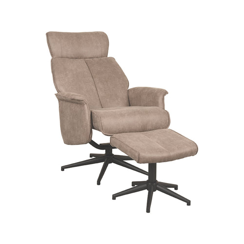 LABEL51 Relaxfauteuil Verdal - Taupe - Draaibaar - Incl. Hocker - vtwonen shop