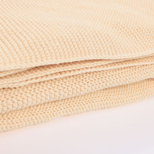 HOME DELUXE Katoenen deken incl. pompons ELIA Beige - 140 x 200 cm - vtwonen shop