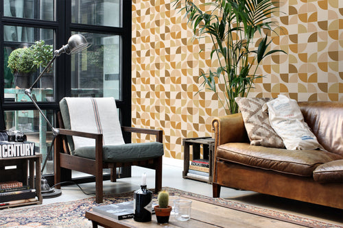 ESTAhome behang retro ornamenten bruin, beige en okergeel - 50 x 900 cm - 132023