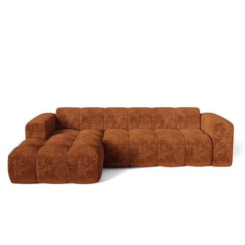 Premium Interiors - Linkerhoekbank BLOOM - gewaafd fluweel terracotta 290cm