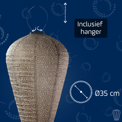 Lumiz solar lampion - sashiko balloon - xl - licht taupe - vtwonen shop
