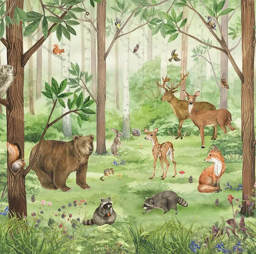 Sanders & Sanders fotobehang bosdieren groen en bruin - 375 x 270 cm - 601436