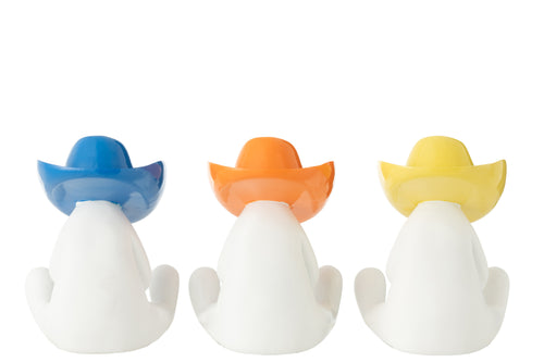 J-Line decoratie Beeld Cowboyhoed - hats - mix - 3 stuks