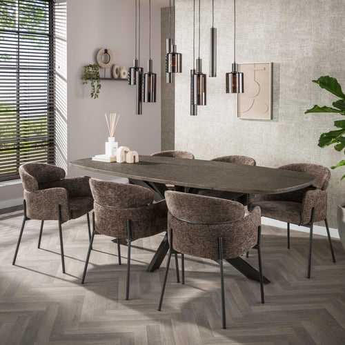 Giga Living Eettafel Bronvik - Deens Ovaal Brons Metaal - 215cm