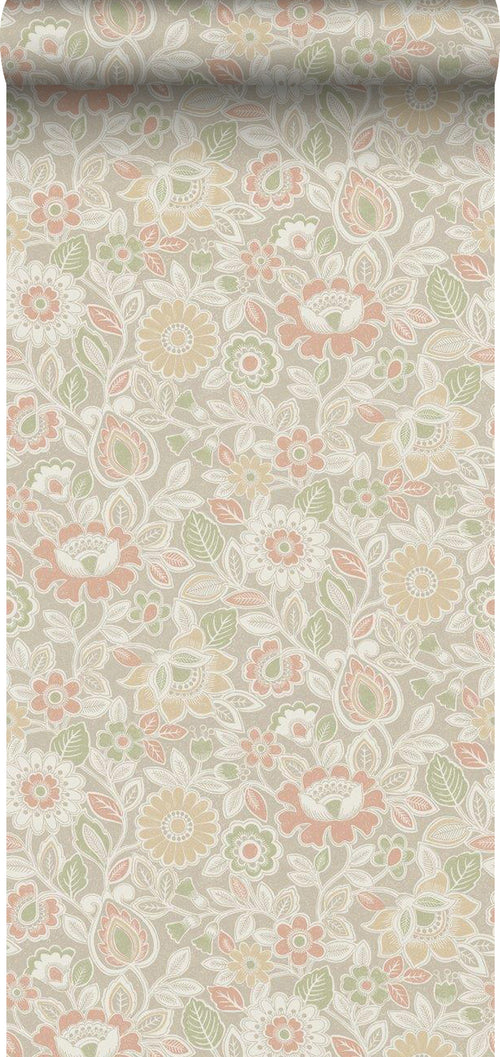 Borastapeter behang bloemen beige - 53 cm x 11.2 m - 660155 - vtwonen shop
