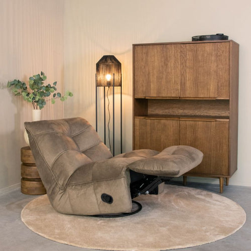 LABEL51 Relaxfauteuil Take It Easy - Taupe Stof - Draaibaar - vtwonen shop