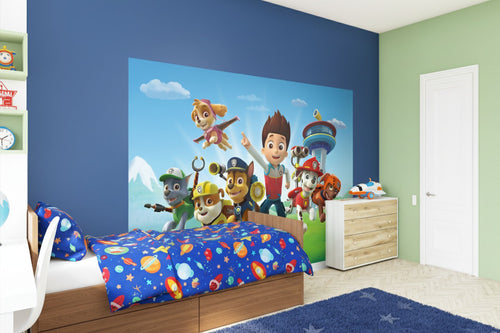 Sanders & Sanders fotobehang PAW patrol blauw, groen en rood - 252 x 182 cm - 600350