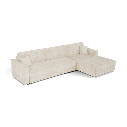 Premium Interiors - Rechthoekige hoekbank met slaapfunctie en opbergruimte  - corduroy beige 297cm