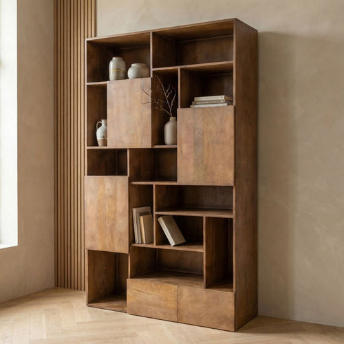 Giga Meubel Wandkast Nala - Donkerbruin Hout - 120x40x200cm