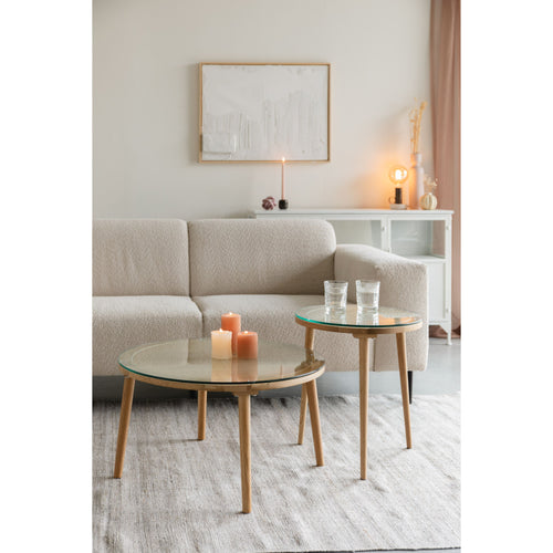 Housecraft Living Haru Salontafel Rond Glas/ Hout 70x70 cm Naturel - vtwonen shop