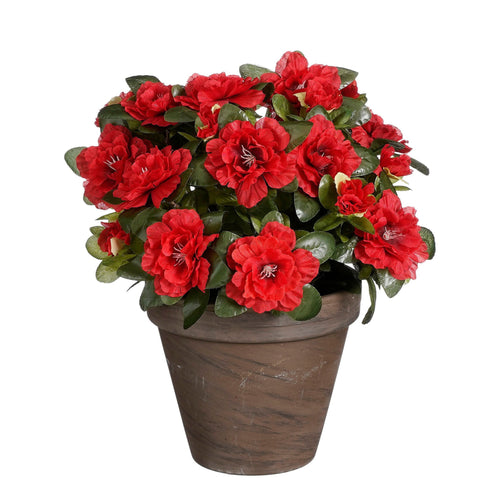 Mica Decorations Azalea Kunstplant in Bloempot Stan - H31 x Ø26 cm - Rood