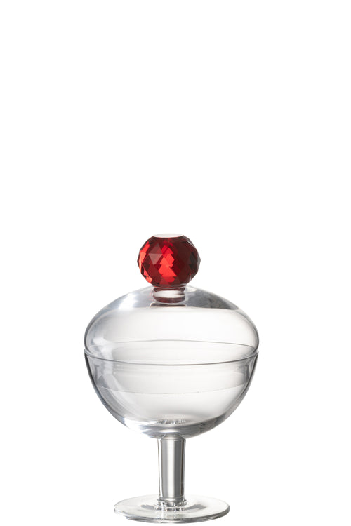 J-Line voorraadpot Diamant - kristalglas - rood/transparant - small - vtwonen shop